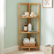 Étagère d’angle en bois 3 niveaux dans une chambre de bébé