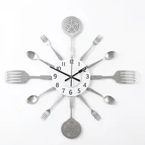 Horloge murale vidaXL cuillère fourchette aluminium cuisine moderne