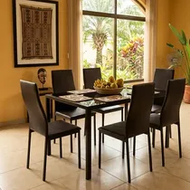 Ensemble salle à manger chic avec chaises simili cuir