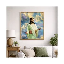 tableau Jésus Christ décoratif cadre bois mural