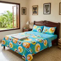 Parure 2 draps 3 places Mika Home Textile en coton avec motifs modernes