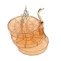 Boîte à bijoux rotative multicouche en forme de cygne couleur doré