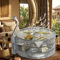 Boîte à Bijoux Rotative Forme de Cygne