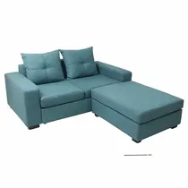 Vue latérale du canapé Sofia convertible bleu canard