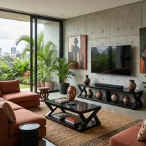 Meuble TV et Table Basse Motif Z