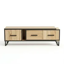 Meuble TV industriel bois clair métal noir