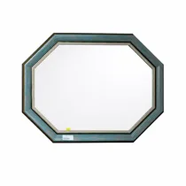 Miroir mural octogonal bleu et doré style Art Déco