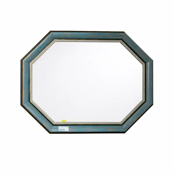 Miroir mural octogonal bleu et doré style Art Déco