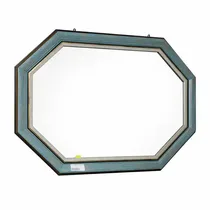 Miroir mural élégant bleu patiné et finitions dorées