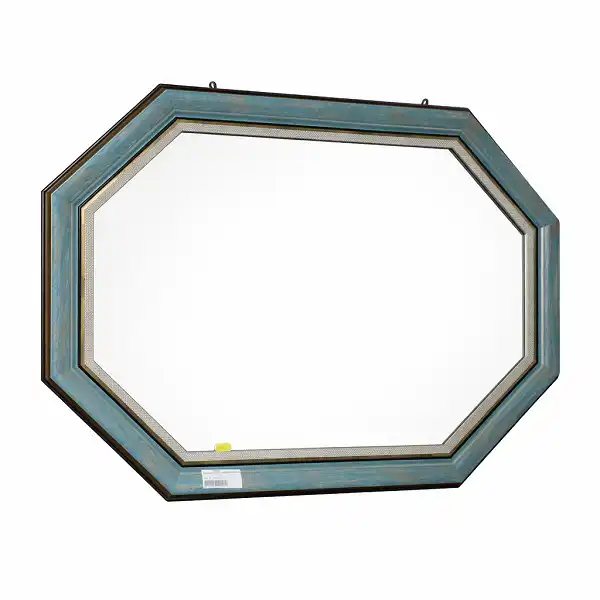 Miroir mural élégant bleu patiné et finitions dorées