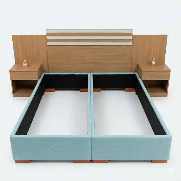 Lit rembourré moderne bleu en PVC pour chambre contemporaine