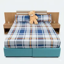 Tête de lit DHARA bleu turquoise avec sommier VIP 200x200 moderne