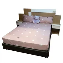 Ensemble mobilier de chambre contemporain en cuir et bois