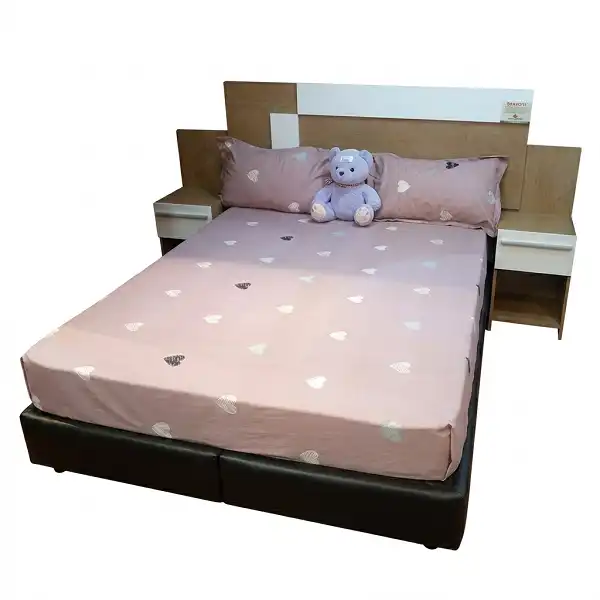 Ensemble mobilier de chambre contemporain en cuir et bois