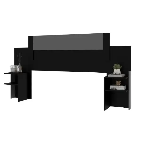 Tête de lit TL-0745 noire avec niches de rangement modernes