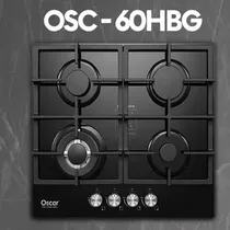 Plaque de cuisson Oscar 4 foyers verre trempé noir vue dessus