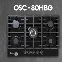 Plaque de cuisson Oscar 5 foyers en verre trempé noir vue de dessus
