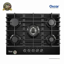 plaque cuisson oscar 5 foyers verre noir vue dessus