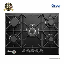 Plaque de cuisson Oscar 5 foyers verre noir vue de dessus