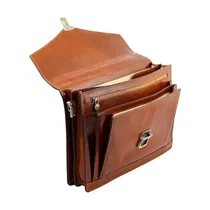 Mallette en cuir pleine fleur marron pour ordinateur portable
