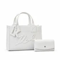 Sac à main KARL LAGERFELD blanc avec pochette assortie