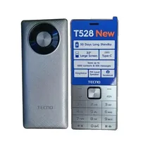 Vue avant du téléphone TECNO T528 NEW bleu disponible au Cameroun