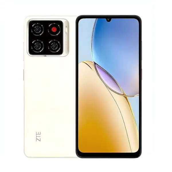 Smartphone ZTE Blade A56 128 Go vue avant et arrière jaune