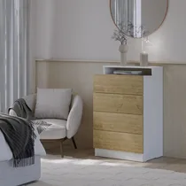 Commode moderne blanche avec finition rustique élégante