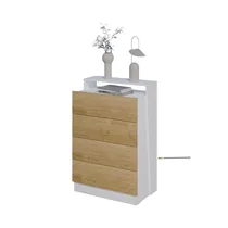 Commode à 4 tiroirs blanc rustique C-3771 dans une chambre moderne