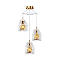 Suspension luminaire moderne blanche et dorée avec 3 lampes