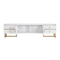 Meuble TV luxe blanc et or pour salon moderne