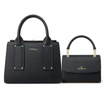 Sac à main noir Chrisbella 2 en 1 avec pochette assortie