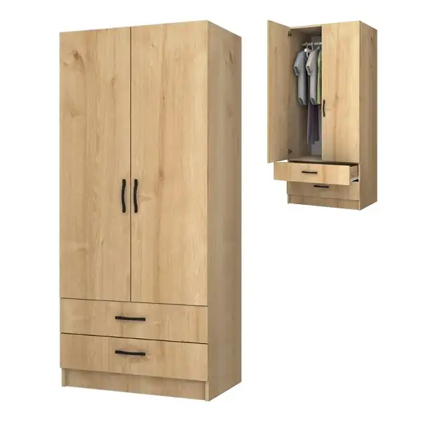 Grande armoire de chambre design contemporain finition chêne clair