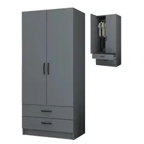 Armoire contemporaine en bois gris avec rangements optimisés