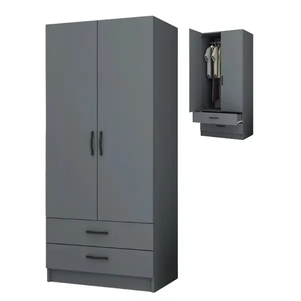 Armoire contemporaine en bois gris avec rangements optimisés