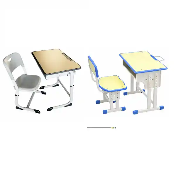 Ensemble scolaire ergonomique avec plateau en mélamine finition bois clair