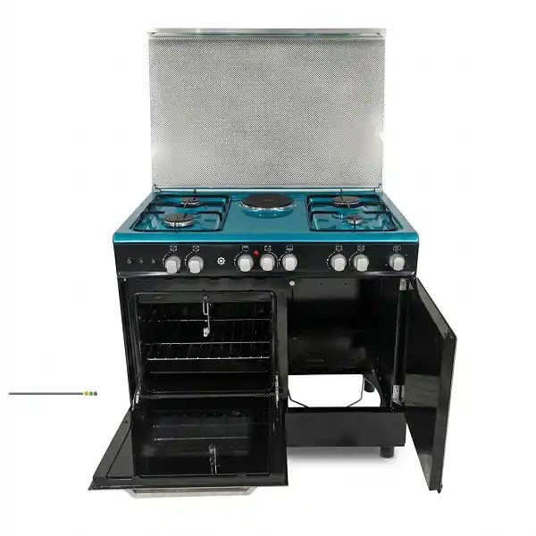 Plan de cuisson 4 brûleurs gaz et plaque électrique centrale