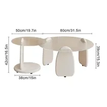 Table basse gigogne ronde avec plateau en verre teinté marron