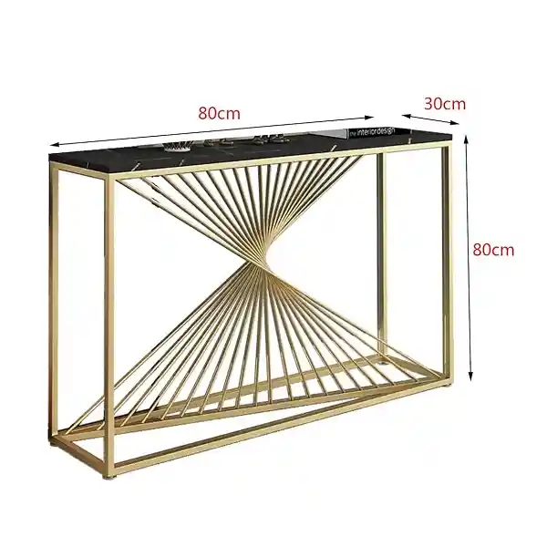 Console décorative haut de gamme avec structure géométrique dorée