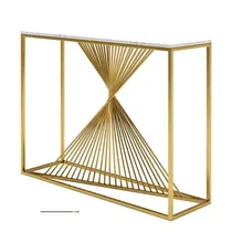 Table Console Moderne Marbre et Structure Dorée