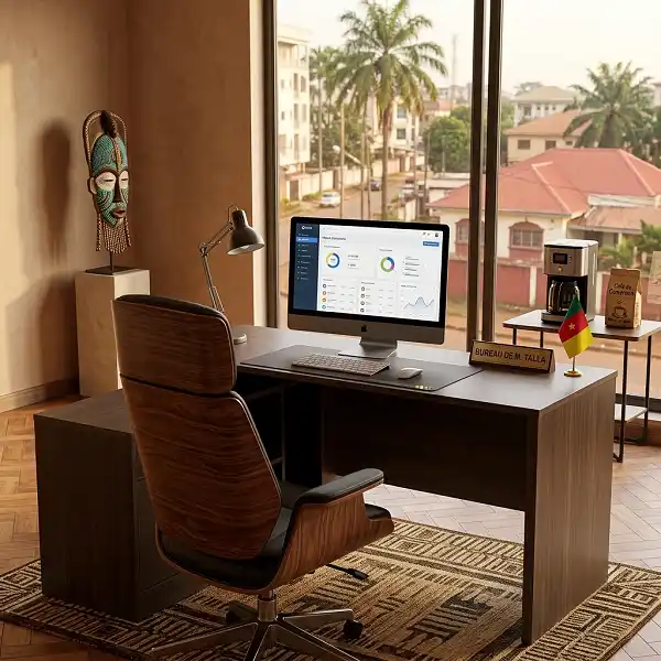 Table de bureau d'angle moderne en mélamine finition noyer et anthracite