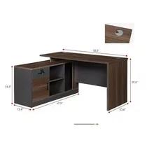 Bureau mélaminé bicolore marron noyer et gris anthracite