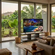 Télévision numérique ND installée dans un salon familial