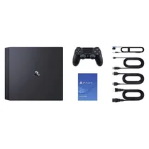 PlayStation 4 Pro SONY 1To vue de face. Console PlayStation 4 Pro avec stockage 1 To. Sony PS4 Pro compatible HDR. PlayStation 4 Pro noire avec deux ports USB