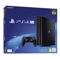 PlayStation 4 Pro SONY 1To vue de face. Console PlayStation 4 Pro avec stockage 1 To. Sony PS4 Pro compatible HDR. PlayStation 4 Pro noire avec deux ports USB. Console PS4 Pro disponible au Cameroun.