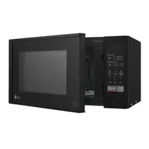 Vue latérale du micro-ondes LG MS2032GAS noir.