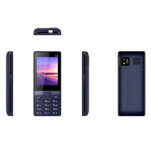 Téléphone Tecno T529 noir avec écran 2,8 pouces et clavier physique.