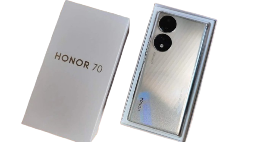 Smartphone Honor 70 256Go noir brillant de face et de dos au Cameroun