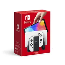 Console Nintendo Switch OLED blanche dotée de son grand écran aux contrastes infinis.