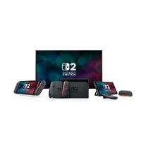 Station d'accueil de la Nintendo Switch 2 connectée à un téléviseur pour un affichage en résolution 4K.